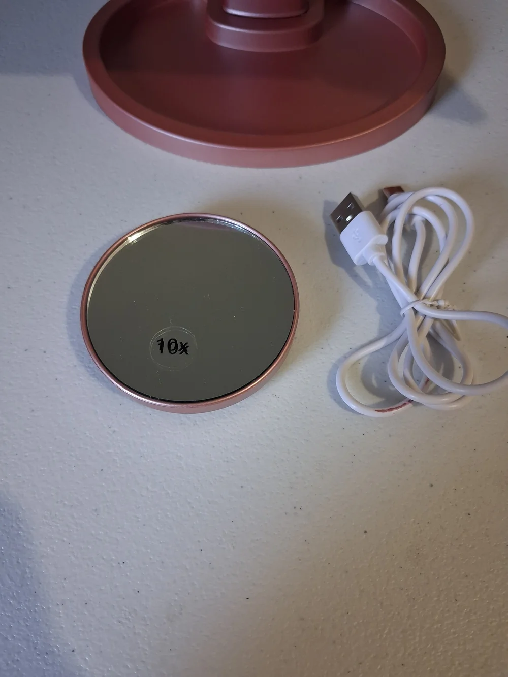 LED Tri-Fold Makeup Mirror with Touch Light - Rose Gold